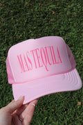 MAS TEQUILA Hat | Funny Tequila Trucker Hat | Bachelorette Party Hat | Girls Trip Hat | 90s Y2K Pink Trucker Hat | Drinking Party Gift