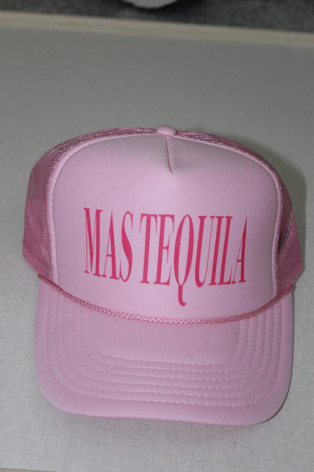MAS TEQUILA Hat | Funny Tequila Trucker Hat | Bachelorette Party Hat | Girls Trip Hat | 90s Y2K Pink Trucker Hat | Drinking Party Gift