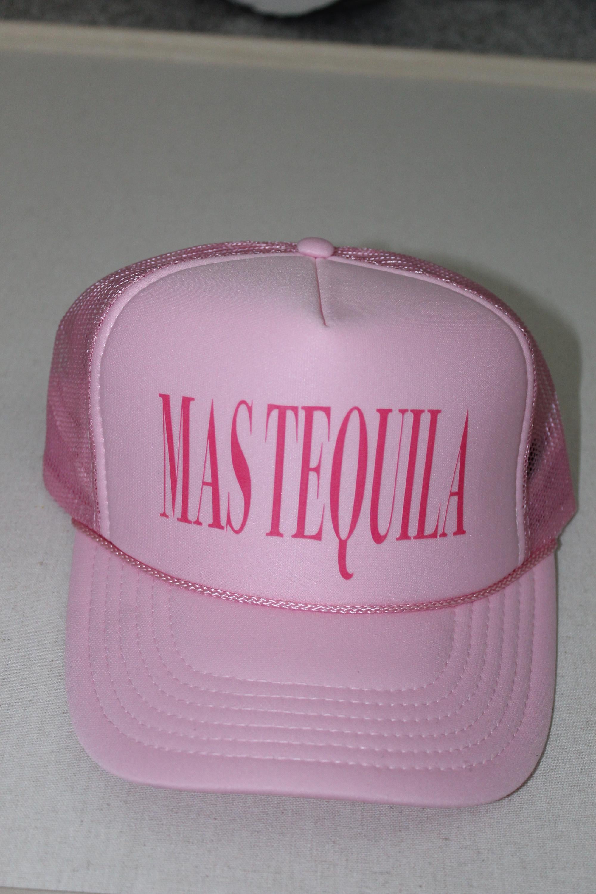 MAS TEQUILA Hat | Funny Tequila Trucker Hat | Bachelorette Party Hat | Girls Trip Hat | 90s Y2K Pink Trucker Hat | Drinking Party Gift